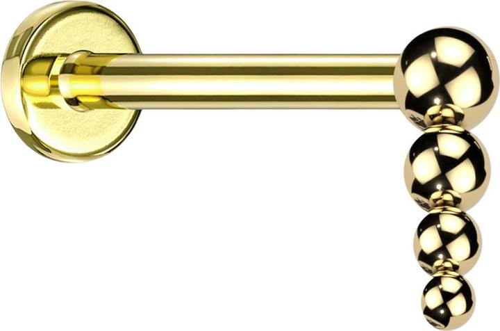 Produktbild Star Piercing Micro Labret Innengewinde vergoldet Tropfen Kugeln (ohne Messing, Titan G23)