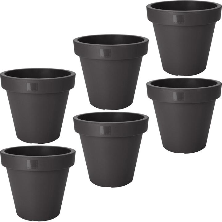 Produktbild ProGarden 6er-Set Blumentopf rund, anthrazit, Pflanztopf aus 100% recyclebarem Kunststoff, Ø 20 cm (20 cm)