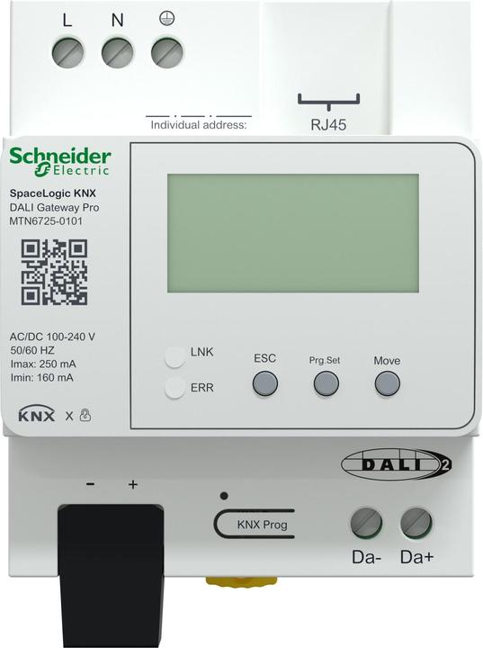 Image du produit Schneider Electric SpaceLogic KNX MTN6725-0101 DALI Gateway Pro 1ch DALI 2.0
