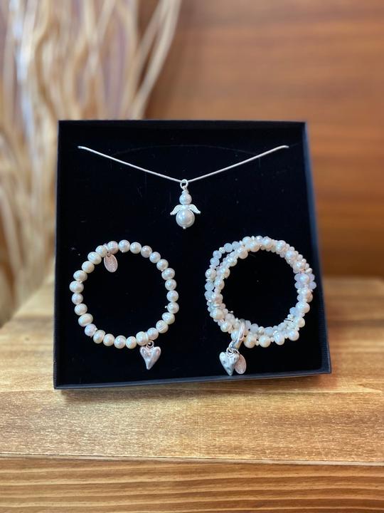 Andreani Geschenkset "Engel" aus Perlen (Silber)