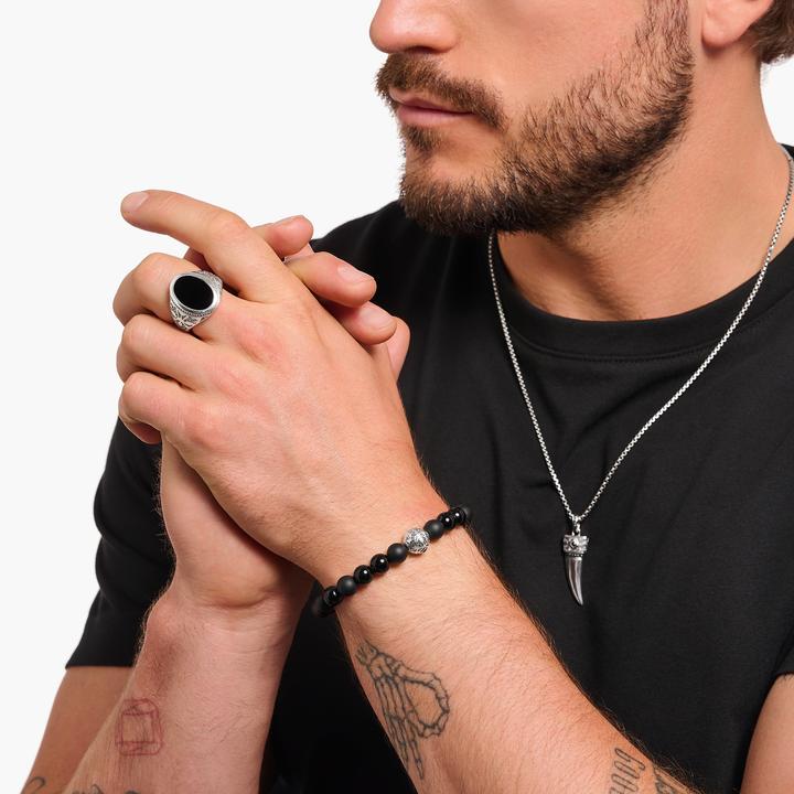 Actual product image Thomas Sabo Beads bracelet in blackened obsidian silver (17 cm, Blackened, 925 sterling silver)