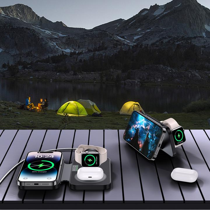 Actual product image Choetech T616-F 3in1 inductive charger compatible with Apple and Samsung devices - black (15 W)