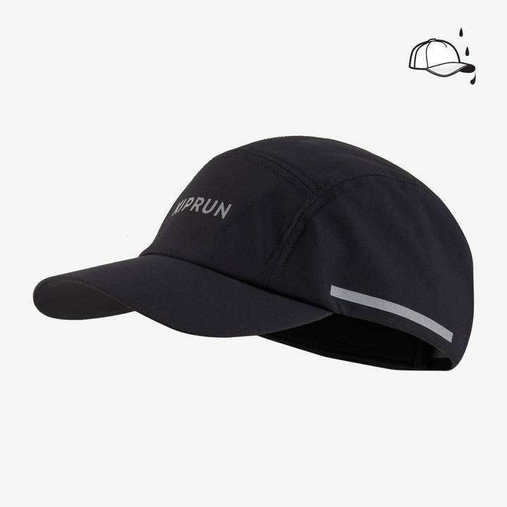 Actual product image Kiprun Running cap peaked cap 5 panel rain water-repellent - black
