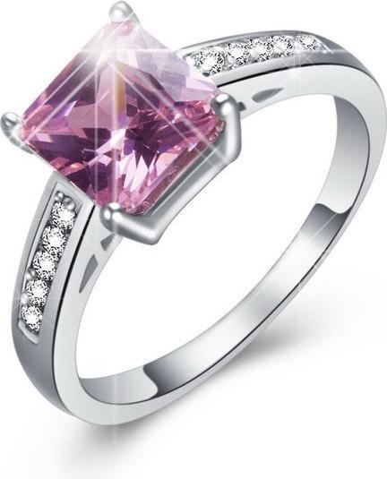 Hermex versilberter Ring mit Citrine / Zirkonia - Gr. 58 / Size 8 (8, 925 Silber)