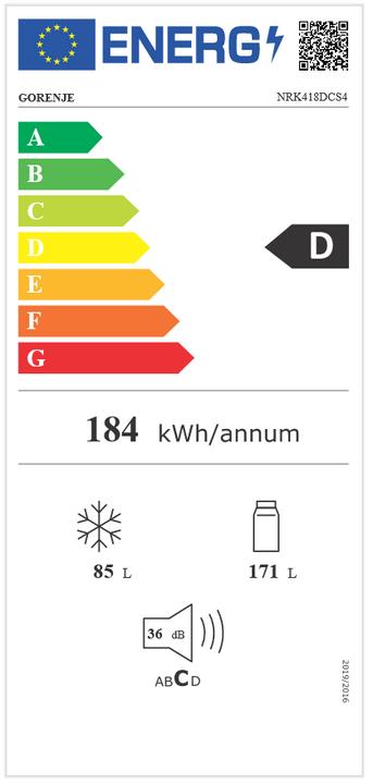 Energie-Label Gorenje NRK418DCS4 ED (256 l)