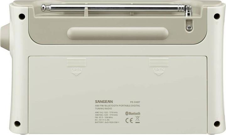 Actual product image Sangean PR-DA BT Table Radio, Pastel Cream (LW, MW, FM, KW, Bluetooth)