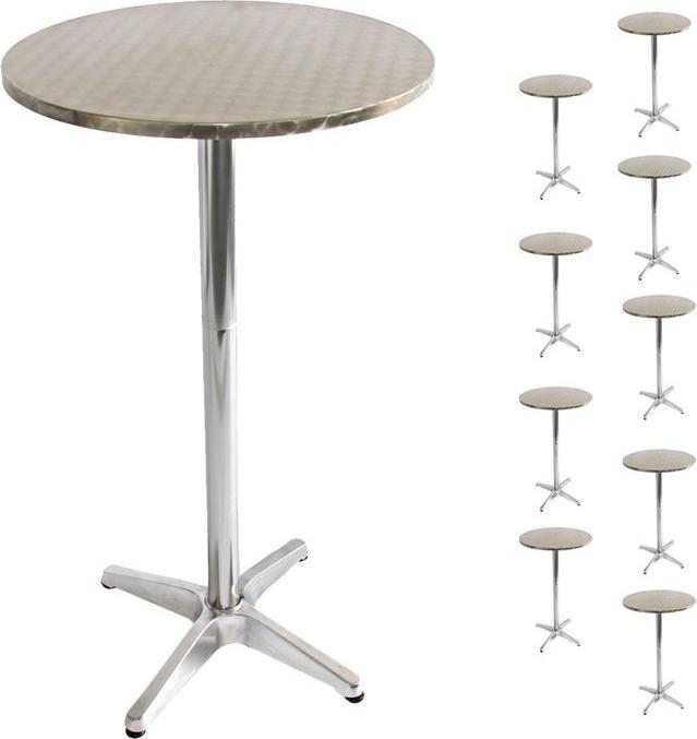 Immagine prodotto Mendler 10x tavolo da bar in alluminio, tavolo da bistrot, regolabile in altezza 70/110cm Ø=60cm pieghevole (70)
