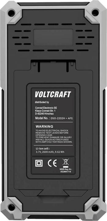 Produktbild Voltcraft DSO-2202H + AFG Hand-Oszilloskop 200MHz 2-Kanal 1 GSa/s 8 kpts 8 Bit Handgerät 1St. (CAT II 400V)