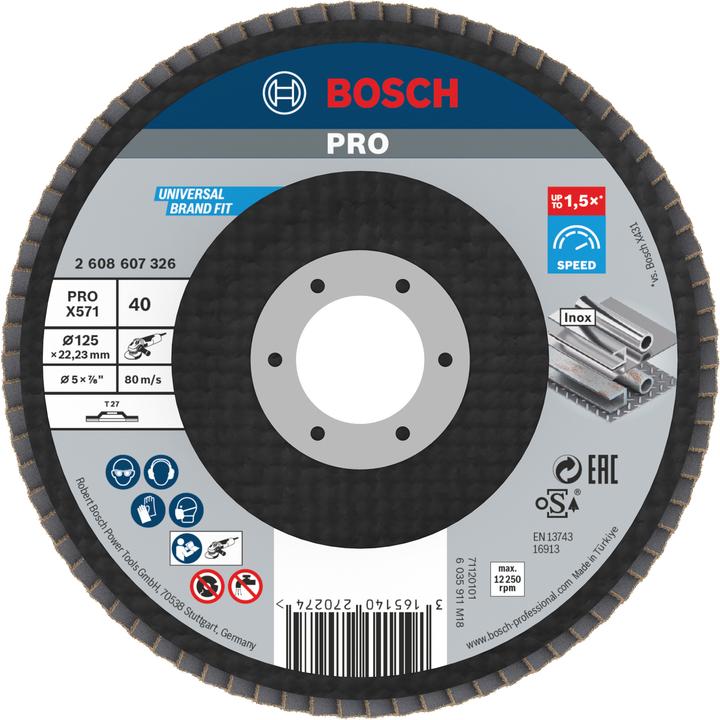 Immagine prodotto Bosch Professional Zubehör Disco lamellare PRO X571, 125 mm, G40 (40)