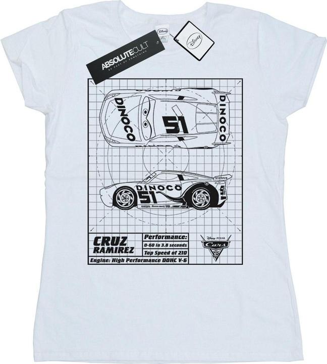 Actual product image Disney Womens/Ladies Cars Cruz Ramirez Blueprint Cotton T-Shirt (XL)
