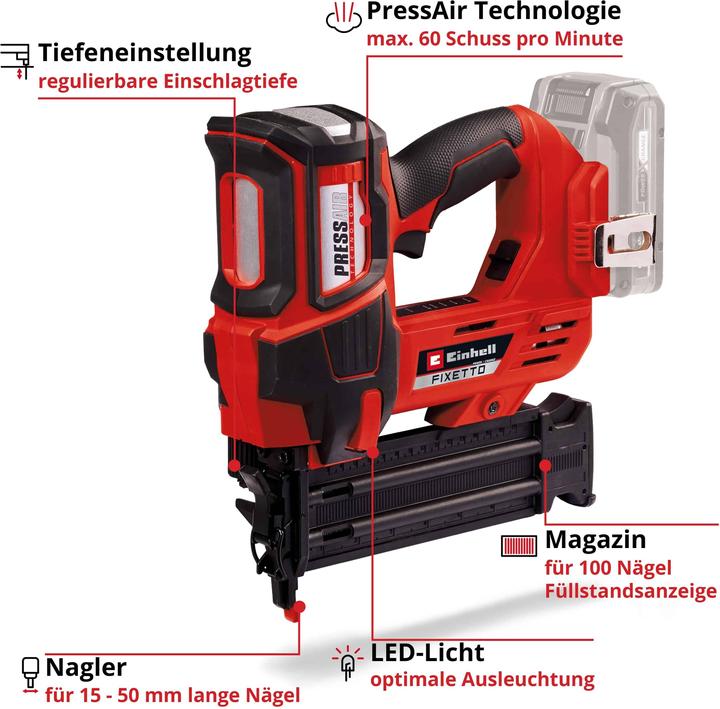Productafbeelding Einhell Accu spijkermachine FIXETTO 18/50 N