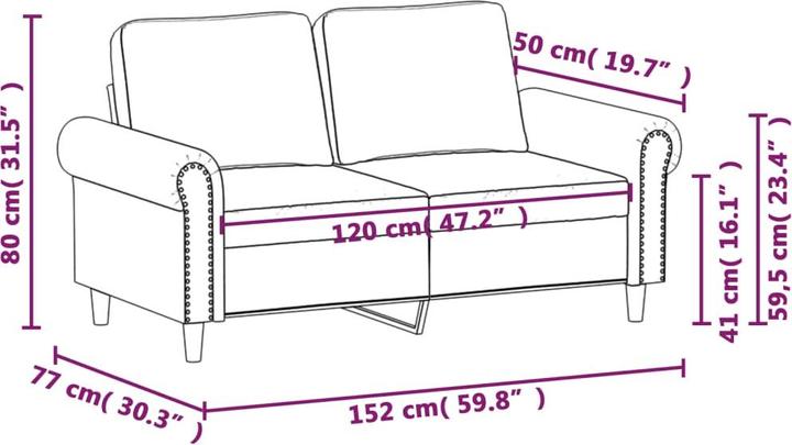 Produktbild VidaXL 2-Sitzer-Sofa 120 cm Samt (2-Sitzer)