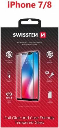 Actual product image Swissten Glass Color Frame Case-Friendly iPhone 7/8 - Black (Apple iPhone 7, Apple iPhone 8)