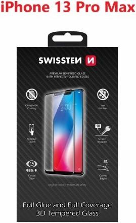 Swissten Verre 3D ultra-durable à adhérence totale pour iPhone 13 Pro Max - Noir (1 pièce(s), Apple iPhone 13 Pro Max)