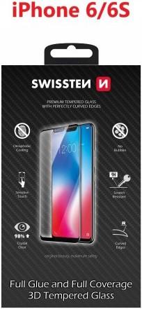 Swissten Ultra Durable 3D Full Glue Glass for iPhone 6/6S - White (1 Stück, Apple iPhone 6s, Apple iPhone 6)