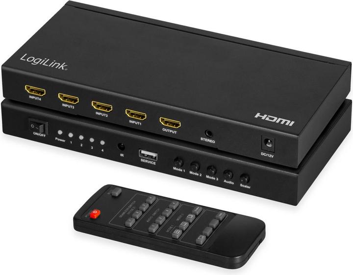 Produktbild LogiLink HDMI-Switch 4x1-Port, Multiviewer, 4K/30 Hz, Scaler, Seamless, RC