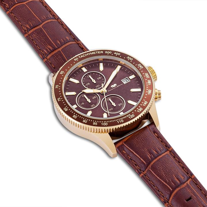 Image du produit Hommes Chronographe Karthago II Cuir véritable Marron - 31950 (Chronographe, 43 mm)