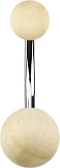 Produktbild Star Piercing Banane silber mit zwei Kugeln aus Krokodilholz (ohne Messing, Chirurgenstahl 316L, Organisch)