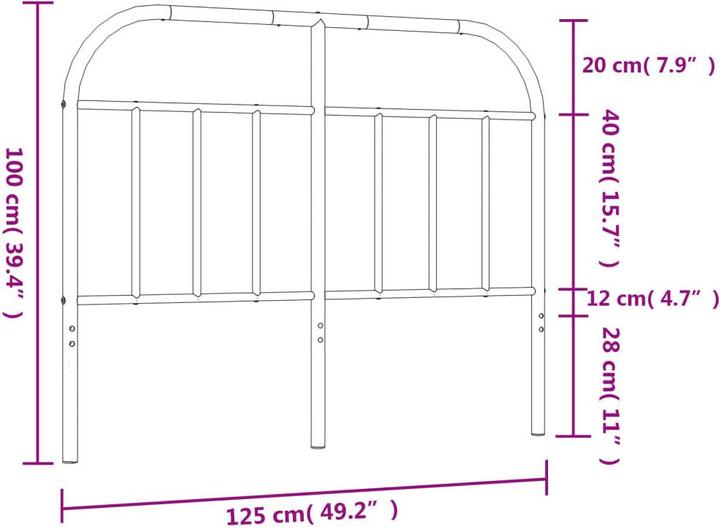 Immagine prodotto VidaXL Kopfteil Metall Weiss 120 cm, Farbe: Weiss (125 x 3 x 100 cm)