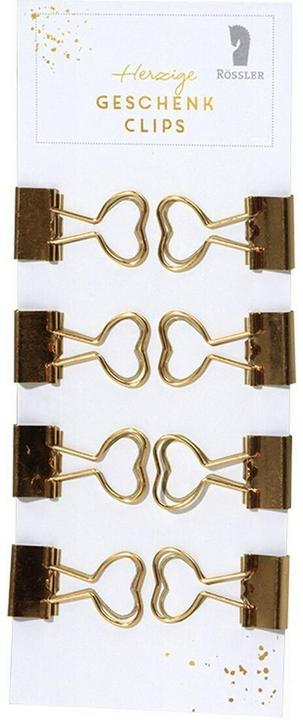 Produktbild Rössler Geschenk Clips mit Herz 8 Stück, Gold, Klemmweite (Geschenkbox, 8 x)