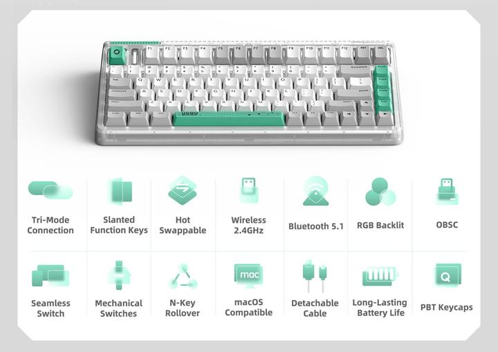 Image du produit Iqunix OG80 Trou de ver (CH, Sans fil)