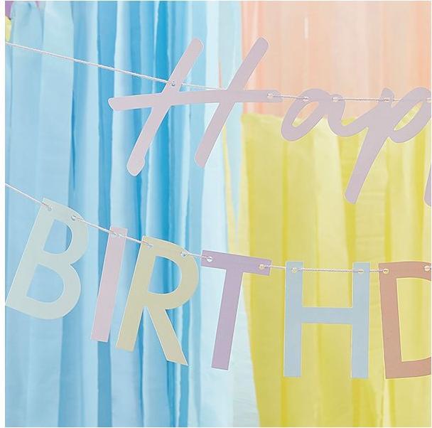 Actual product image Ginger Ray Garland Happy Birthday Pastel