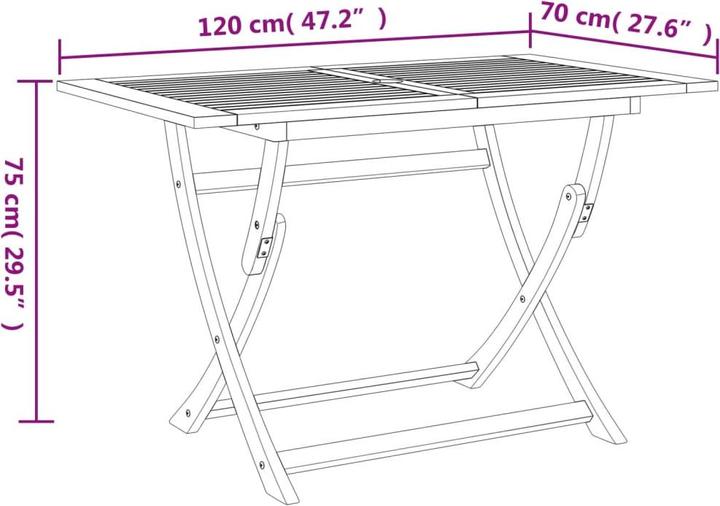 Image du produit VidaXL Table de jardin pliante en acacia (70 cm)