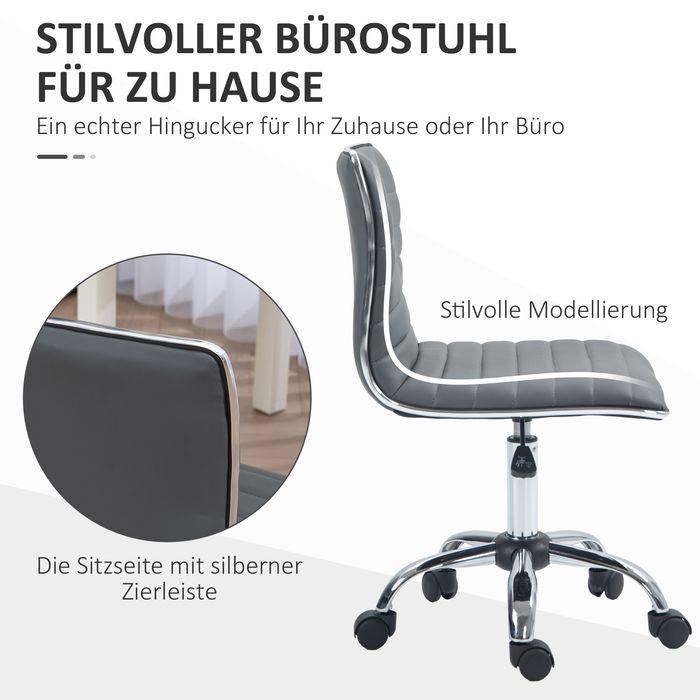 Immagine prodotto Swisshandel24 Bürostuhl ohne Armlehnen, höhenverstellbar Drehstuhl mit Rollen, Dunkelgrau