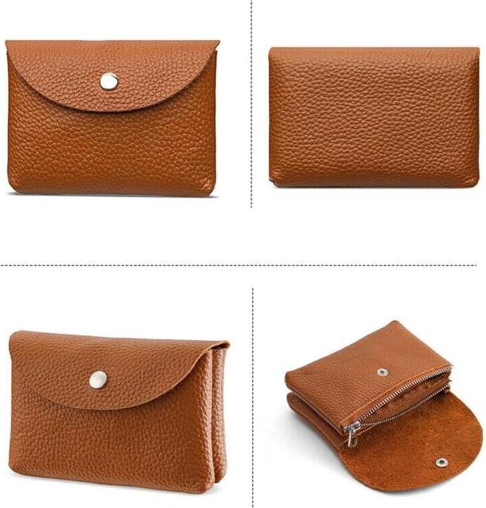 Produktbild Only-Bags.Store Mini Vintage Vegane Geldbörse, Echtleder-Kartenetui, tragbarer Kartenhalter und Portemonnaie für