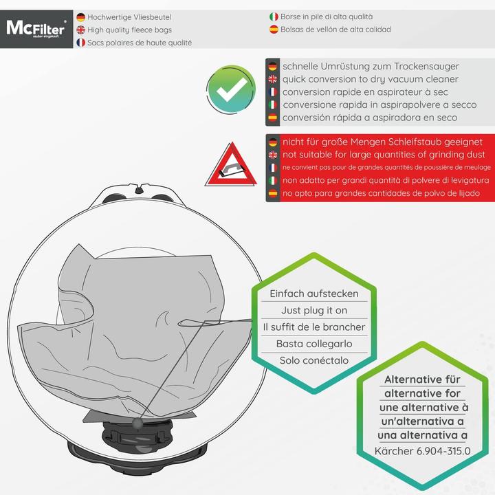 Image du produit Mc Filter 10 sacs à poussière pour aspirateurs Kärcher (10 x)