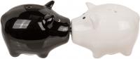 Actual product image G. Wurm Salt/pepper shaker pigs with magnetic nose, set of 2, made of ceramic black, white (W/H/D) 7x5x5cm (Salt)
