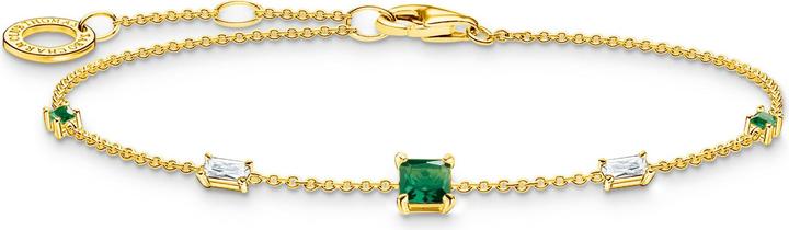 Actual product image Thomas Sabo Bracelet with green and white stones gold (19 cm, 925 silver, decorated sterling silver 925 gold-plated)