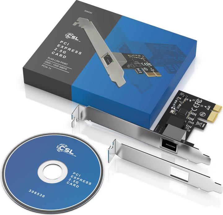 Produktbild CSL PCIe Netzwerkkarte 2,5G Base-T, 2500/1000/100 Mbit/s, PCI-Express Ethernet Adapter für Win & Linux (PCI)