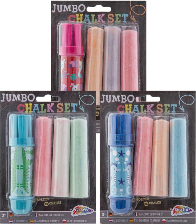 Produktbild Grafix Jumbo Kreidehalter + Kreide, 3St. (Mehrfarbig, 3 x)