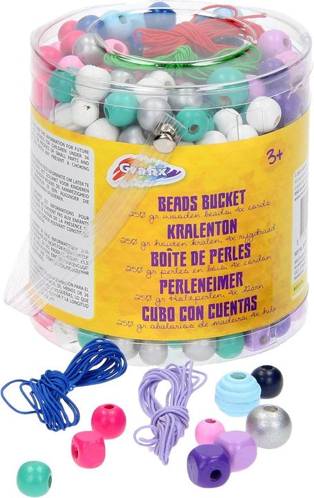 Grafix Seau de perles en bois, 250gr.