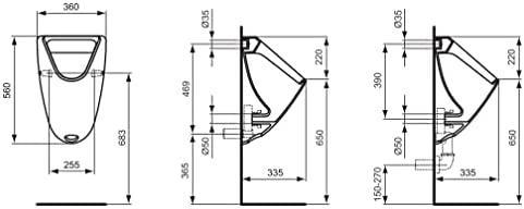 Produktbild Ideal Standard Urinal Eurovit, connection from the rear