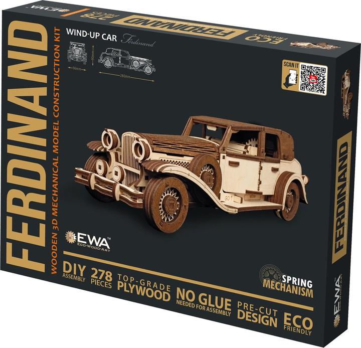 Produktbild Eco Wood Art 3D Holz Modellbausatz - Ferdinand Retro Car (278 Teile)