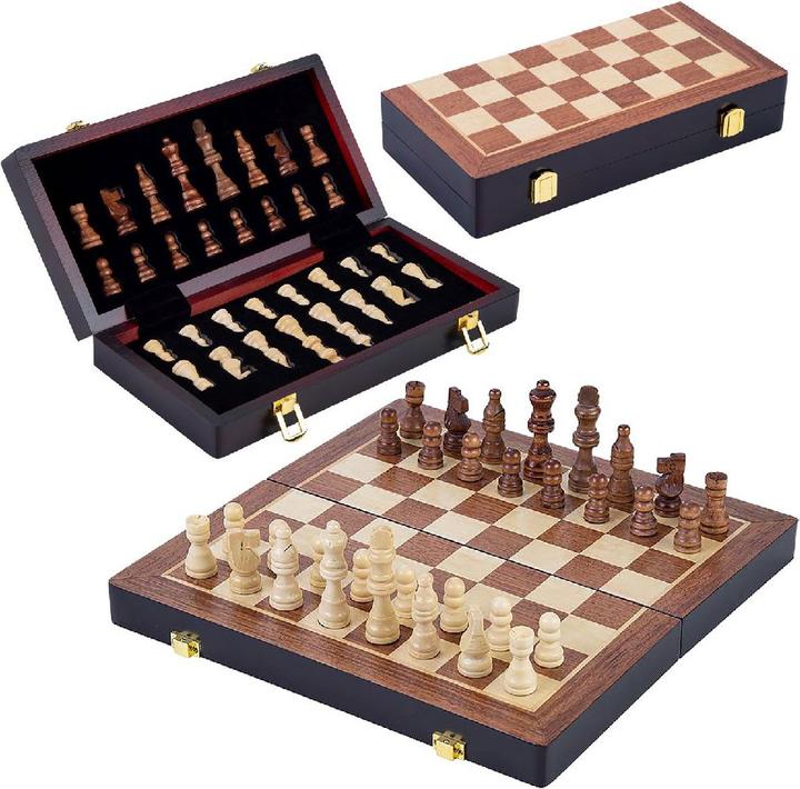 NoName Schaakspel Hout Opklapbaar 38,5x38,5x5,8cm