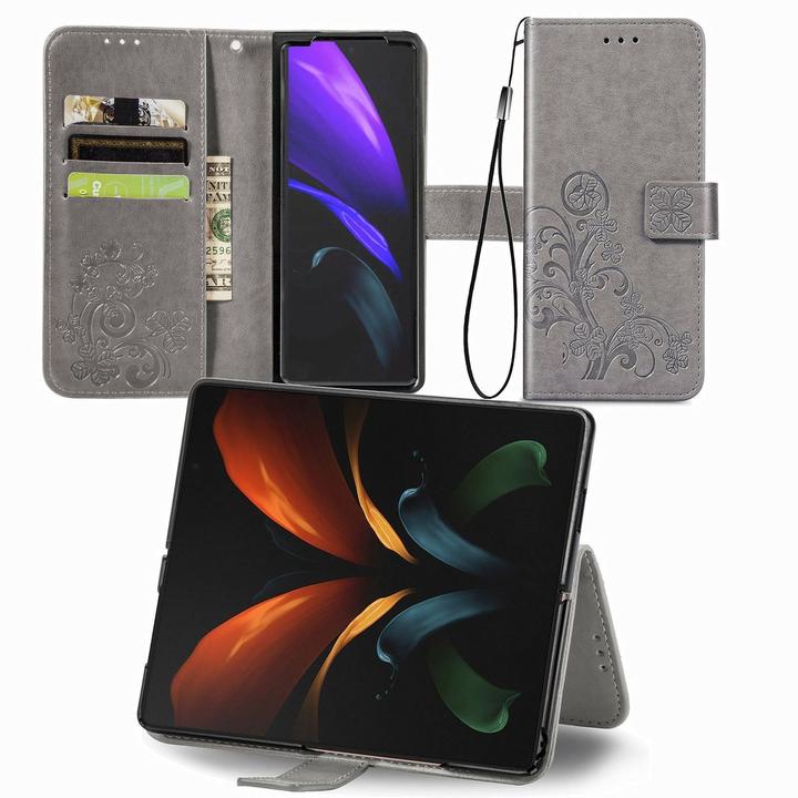 Produktbild König Design Hülle Handy Schutz für Samsung Galaxy Z Fold3 5G Case Cover Tasche Etuis Grau (Samsung Galaxy Z Fold3)
