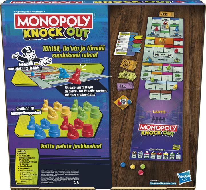 Actual product image Komelon Monopoly Knockout Family Party Game, Quick-Playing Board Games for Ages 8+, 2-8 Players, 20 Mins. (Finnish)