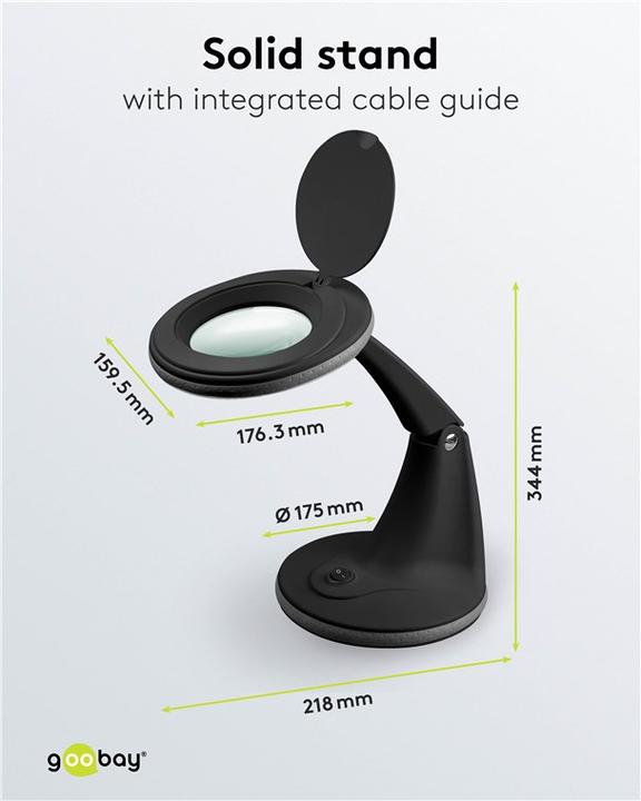 Image du produit Goobay Lampe loupe à LED sur pied, 6 W, noire