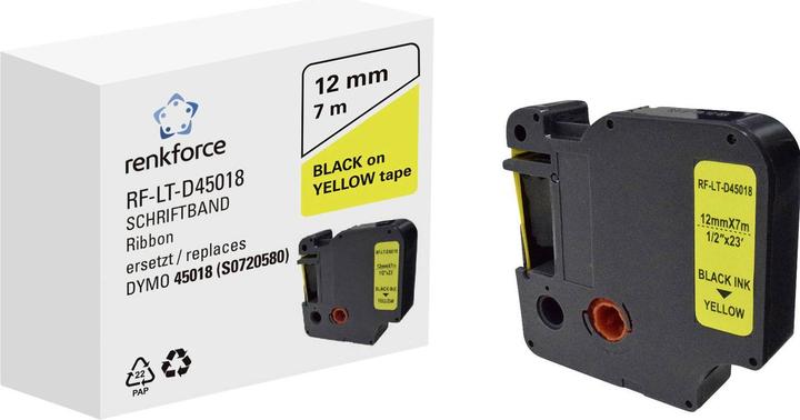 Actual product image Renkforce RF-LT-D45018 Compatible replaces DYMO D1 - 45018 12 mm Ba (1.20 cm, Black)