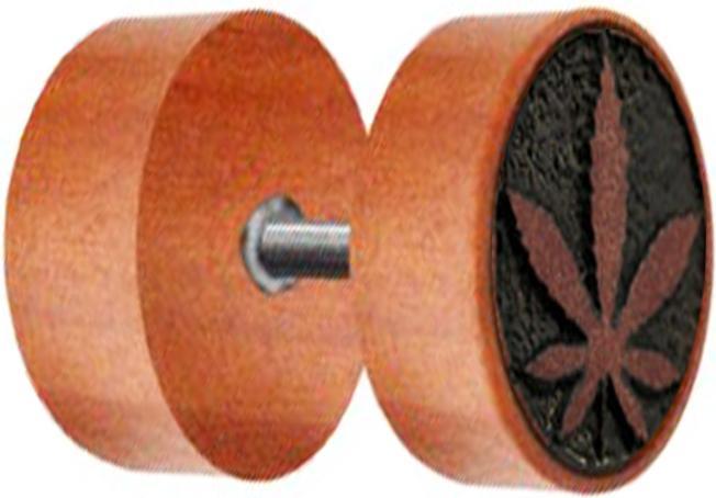 Star Piercing Fake Plug Hanfblatt aus Sawo Holz (ohne Messing, Organisch)