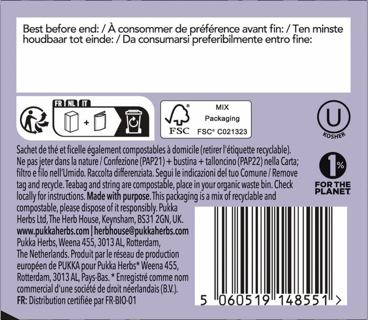 Nutritional values and ingredients Pukka Gorgeous Earl Grey (40 g)