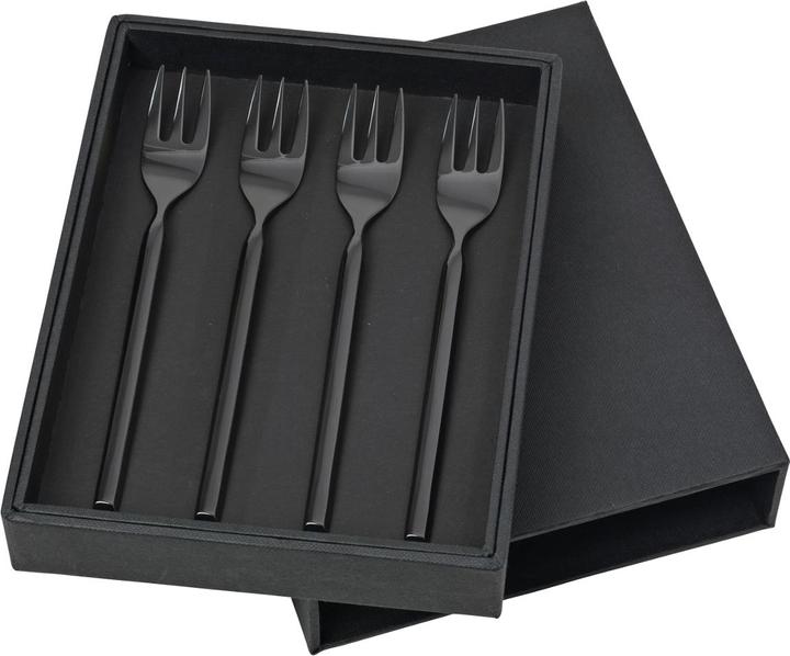 Produktbild Broste Copenhagen Tvis Cake Fork, 4 pc - Stainless Steel - Black (4 Stück, Besteck Set)