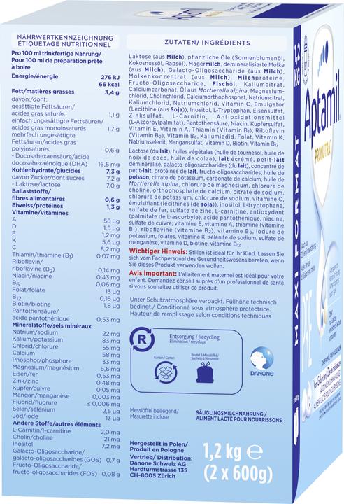 Valori nutrizionali e ingredienti Aptamil Pronutra (1200 g, dalla nascita)