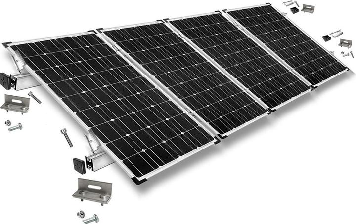 Image du produit Offgridtec Befestigungskit mit Stehfalzklemmen für Schrägdachmontage 4 Solarpanele Rahmenhöhe 35mm
