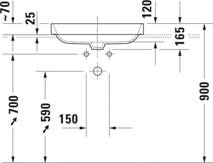 Actual product image Duravit Countertop basin HAPPY D.2 PLUS o ÜL o HLB 600x400mm o HL we/anth WG (400 mm, 600 mm)