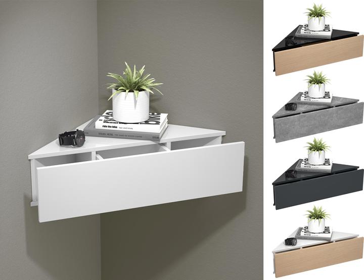 Produktbild VCM Holz Wandschublade Nachtschrank Wandboard Eckregal Schublade Konsole Nachttisch Usal S (60 x 43 x 15 cm)