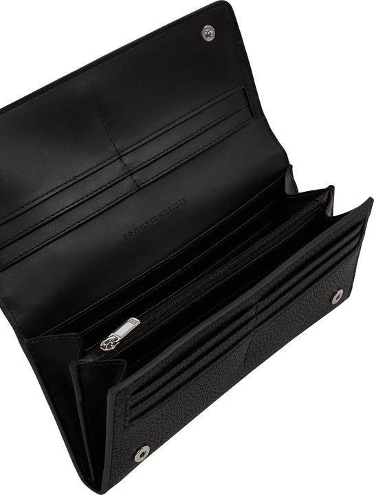 Actual product image Tommy Hilfiger Ladies Wallet TH Emblem Large Flap Wallet Large, Black, One Size
